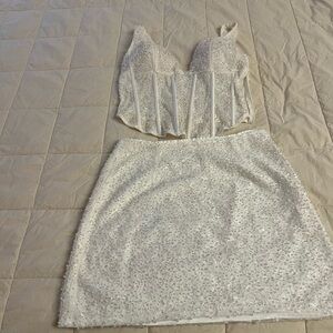 White Beaded Corset and Skirt Set for the BRIDE all sequences